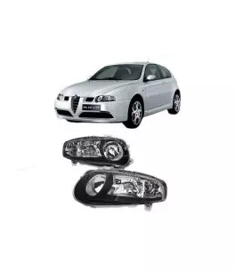 Μπροστινά Φανάρια Set Για Alfa Romeo 147 01-04 Μαύρα GTA H7/H7/H1 Depo 