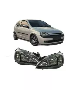 Μπροστινά Φανάρια Set Για Opel Corsa C 00-06 Μαύρα H7/H7 Depo 