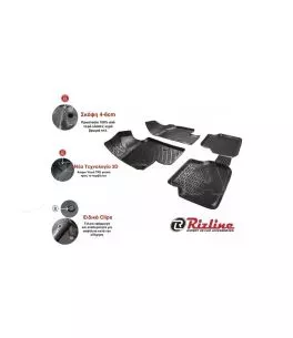 Πατάκια Σκαφάκια 3D Από Λάστιχο TPE Για Isuzu D-Max 2012- Rizline 4 Τεμάχια Μαύρα 