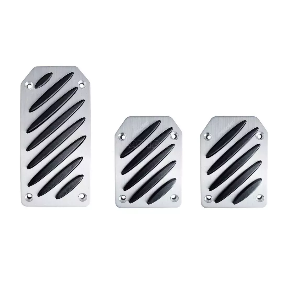 Simoni Racing ΠΕΝΤΑΛ BLACK STRIPE ΑΛΟΥΜΙΝΙΟΥ ΧΡΩΜΙΟ/ΜΑΥΡΟ ΜΕ ΑΝΤΙΟΛΙΣΘΗΤΙΚΟ ΠΑΤΗΜΑ ΣΕΤ 3ΤΕΜ. SR705