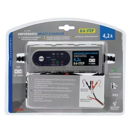Lampa ΦΟΡΤΙΣΤΗΣ ΜΠΑΤΑΡΙΑΣ AMPEROMATIC MULTI-CHARGER 12V 4,2A 4>120Ah STD-SMF-EFB-AGM-START & STOP L7020.8 