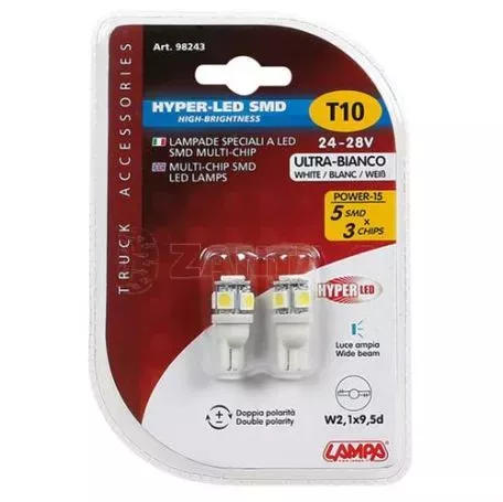 Lampa  Λαμπάκι T10 24/28V W2,1x9,5d Hyper-Led 15 Λευκό L9824.3 