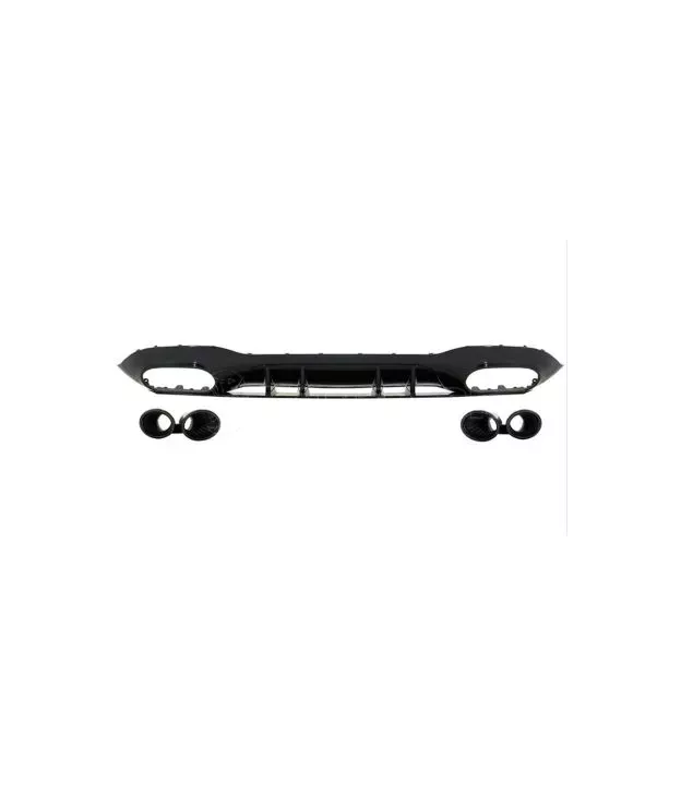 Diffuser Πίσω Προφυλακτήρα Για Mercedes-Benz A-Class W177 19+ Sedan Amg Look Με Μαύρες Μπούκες