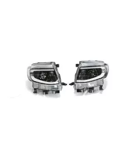 Μπροστινά Φανάρια Set Για Ford Ranger T6 2012-2015 DRL Dynamic Μαύρα Full Led Με Μοτέρ 
