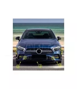 Splitters Μπροστινού Προφυλακτήρα Για Mercedes-Benz A-Class W177 19+ Amg Line Έκδοση Γυαλιστερό Μαύρο 7 Τεμάχια 