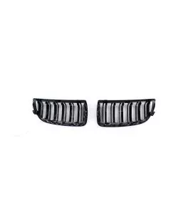 Καρδιές Μάσκας Για Bmw 3 E90 /E91 05-08 M4 Look Με Διπλή Γρίλια Μαύρο Γυαλιστερό 2 Τεμάχια 