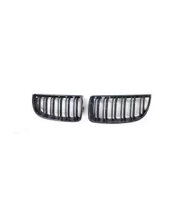 Καρδιές Μάσκας Για Bmw 3 E90 /E91 05-08 M4 Look Με Διπλή Γρίλια Μαύρο Γυαλιστερό 2 Τεμάχια 