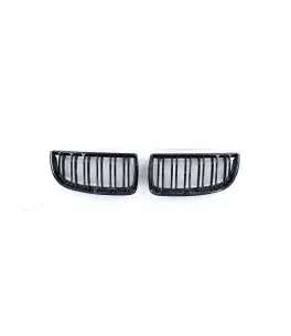 Καρδιές Μάσκας Για Bmw 3 E90 /E91 05-08 M4 Look Με Διπλή Γρίλια Μαύρο Γυαλιστερό 2 Τεμάχια 