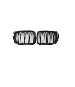 Καρδιές Μάσκας Για Bmw 3 E46 99-01 Sedan/Touring/Compact M4 Look Με Διπλή Γρίλια Μαύρο Γυαλιστερό 2 Τεμάχια 