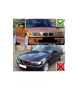 Καρδιές Μάσκας Για Bmw 3 E46 99-01 Sedan/Touring/Compact M4 Look Με Διπλή Γρίλια Μαύρο Γυαλιστερό 2 Τεμάχια 
