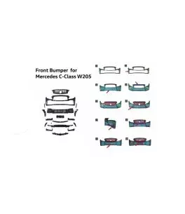 Μπροστινός Προφυλακτήρας Για Mercedes-Benz C-Class C205/W205 14-21 GTR Look (Black Mamba) Με Μαύρο/ Χρώμιο Μάσκα 