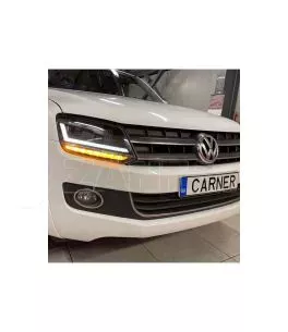 Μπροστινά Φανάρια Set Για Vw Amarok 2010+ DRL Full Led Halogen Version Μαύρα LEDHL107-BK RHD (Δεξιοτίμονα) Osram Ledriving 