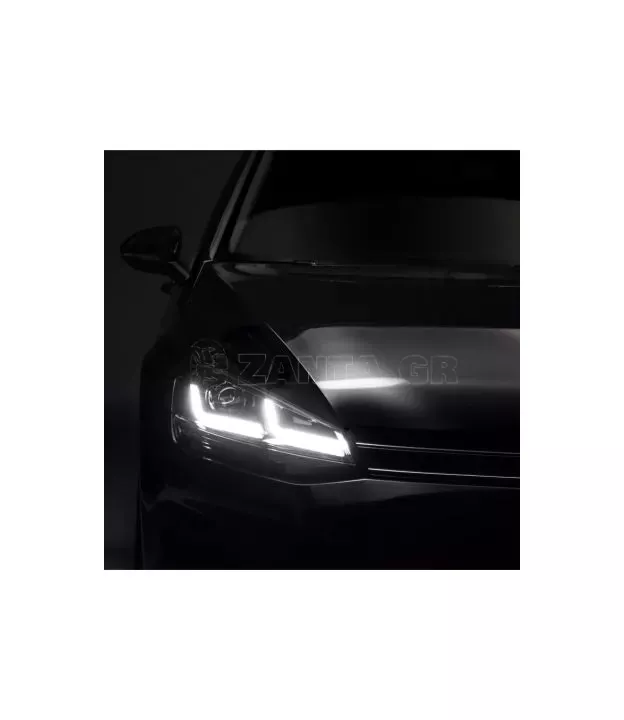 Μπροστινά Φανάρια Set Για Vw Golf VII (7) 12-17 DRL Full Led Halogen Version Black/Chrome LEDHL103-CM RHD (Δεξιοτίμονα) Osram Le