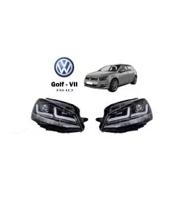 Μπροστινά Φανάρια Set Για Vw Golf VII (7) 12-17 DRL Full Led Halogen Version Black/Chrome LEDHL103-CM RHD (Δεξιοτίμονα) Osram Le 