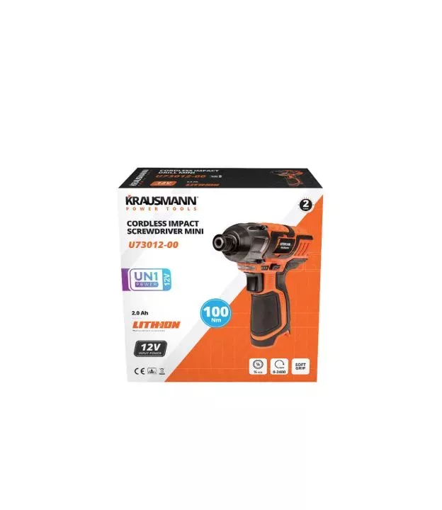 Παλμικό Κατσαβίδι Mini 12V + 2 Μπαταρίες 2.0Ah Με Φορτιστή Και Τσάντα Krausmann U73012-22S
