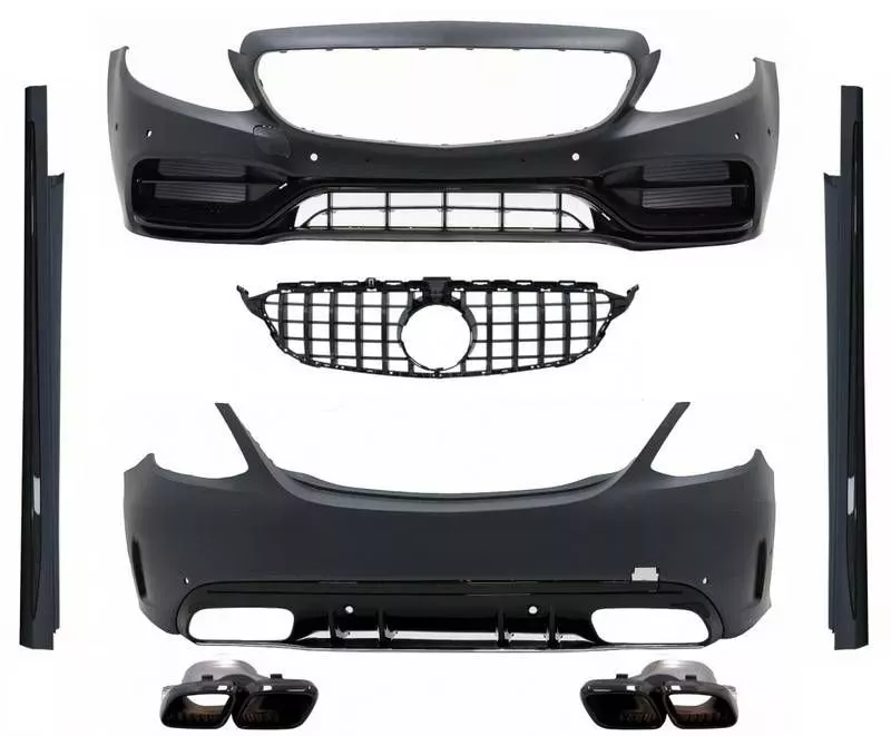 Body Kit Για Mercedes-Benz C-Class W205 14-20 Sedan Amg C63s Facelift Look Με Μάσκα & Μπούκες