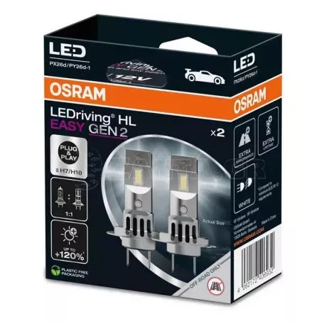 Λάμπες Led H7/H18 Osram LEDriving HL Easy Gen2 12volt 16watt 2000lm 6500k 2 Τεμάχια 