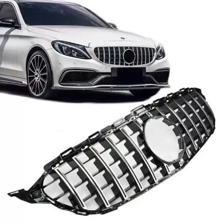 Μάσκα Για Mercedes-Benz C-Class W205 14+ GT Amg Panamericana Look Μαύρο/Χρώμιο 1 Τεμάχιο 