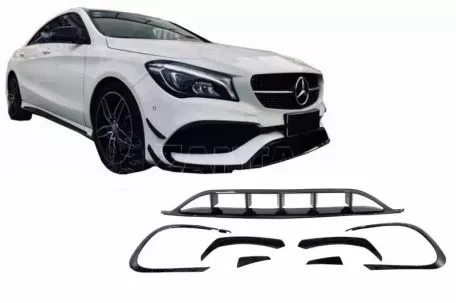 Splitters Μπροστινού Προφυλακτήρα Για Mercedes-Benz CLA W117 Facelift 16-18  Με Amg Line Προφυλακτήρα Piano Black 8 Τεμάχια 