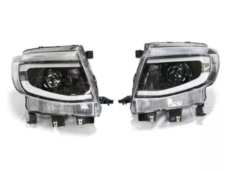 Μπροστινά Φανάρια Set Για Ford Ranger T6 2012-2015 DRL Dynamic Μαύρα Full Led Με Μοτέρ 