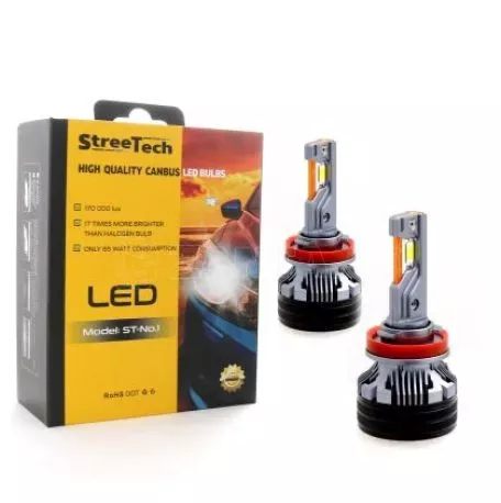 Led λάμπες Η8 / H9 / H11 Streetech μοντέλο STN1 για μεσαία ή μεγάλα φώτα 170 000 lux , 65 Watt - CANBUS 6000K - 1700% πιό έντονη φωτεινότητα 2τμχ. 