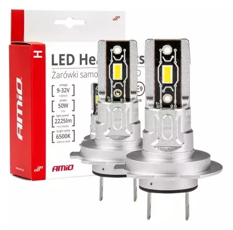 AMIO ΛΑΜΠΕΣ LED H7 H-SERIES 12>24V 50W 6500K 2225lm +200% CSP LED  AMiO - 2 TEM. 03332/AM 