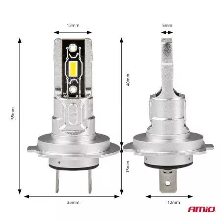 AMIO ΛΑΜΠΕΣ LED H7 H-SERIES 12>24V 50W 6500K 2225lm +200% CSP LED  AMiO - 2 TEM. 03332/AM 