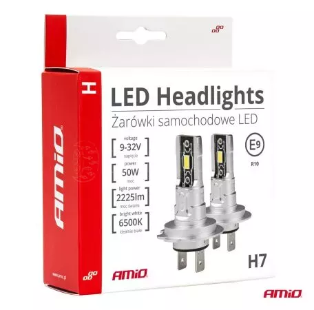 AMIO ΛΑΜΠΕΣ LED H7 H-SERIES 12>24V 50W 6500K 2225lm +200% CSP LED  AMiO - 2 TEM. 03332/AM 