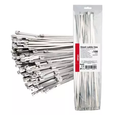 AMIO ΔΕΜΑΤΙΚΑ/ΔΕΤΙΚΑ ΚΑΛΩΔΙΩΝ TIE WRAP (ΤΑΙΡΑΠ) ΜΕΤΑΛΛΙΚΑ 4,6 x 400mm ΑΜΙΟ - 100 ΤΕΜ. 04325/AM 