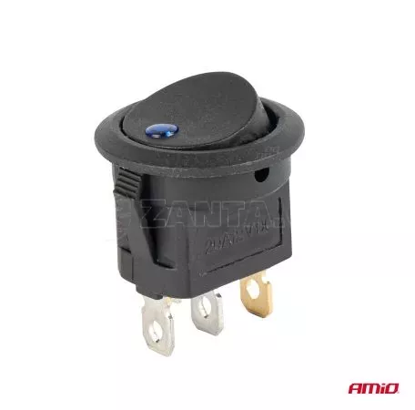 AMIO ΔΙΑΚΟΠΤΗΣ 12V ON/OFF ΣΤΡΟΓΓΥΛΟΣ ΜΕ 3 ΕΠΑΦΕΣ ΜΠΛΕ LED  AMIO - 1 τεμ. 03963/AM 