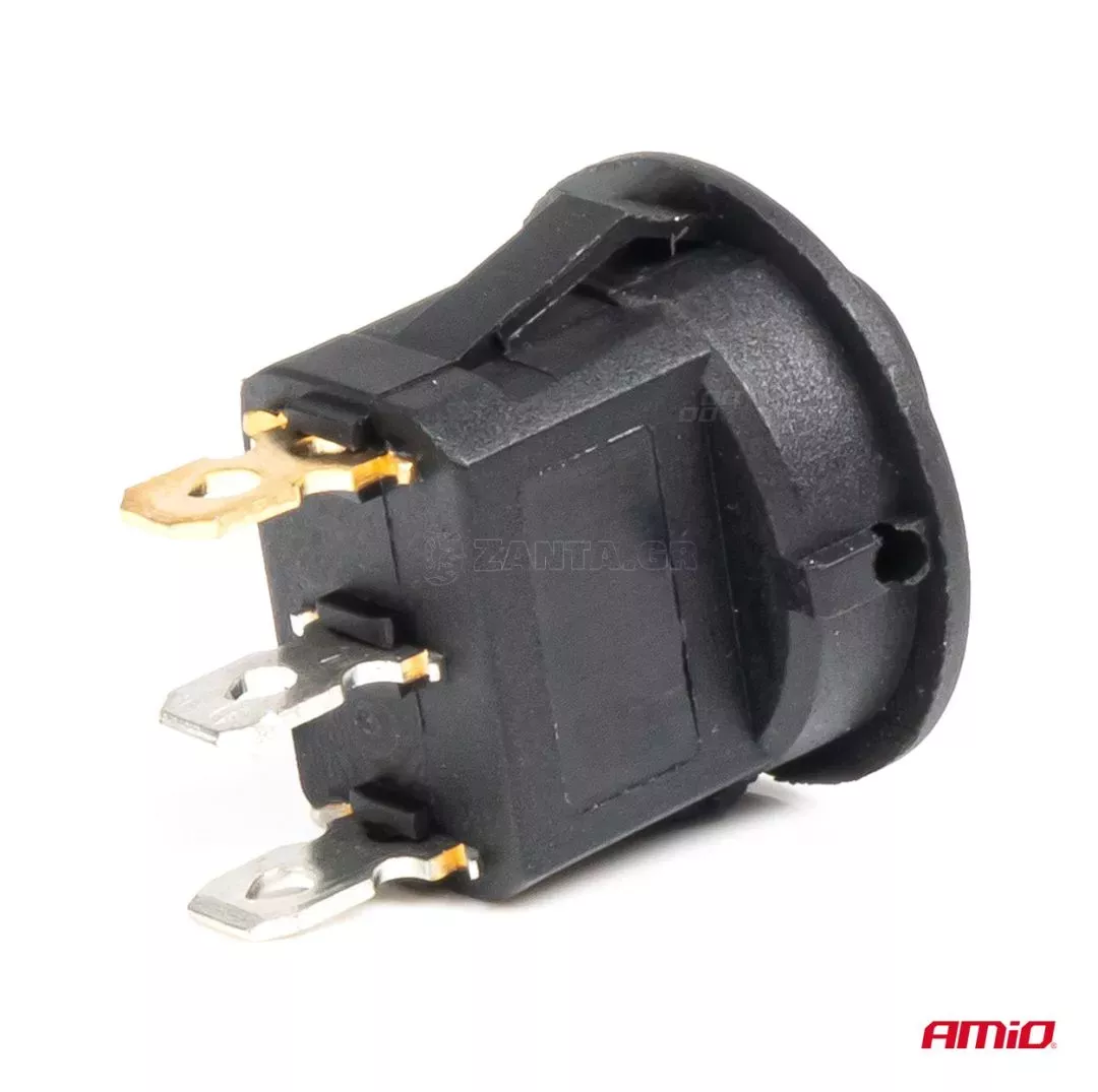 AMIO ΔΙΑΚΟΠΤΗΣ 12V ON/OFF ΣΤΡΟΓΓΥΛΟΣ ΜΕ 3 ΕΠΑΦΕΣ ΜΠΛΕ LED AMIO - 1 τεμ. 03963/AM