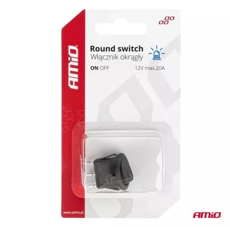 AMIO ΔΙΑΚΟΠΤΗΣ 12V ON/OFF ΣΤΡΟΓΓΥΛΟΣ ΜΕ 3 ΕΠΑΦΕΣ ΜΠΛΕ LED  AMIO - 1 τεμ. 03963/AM 