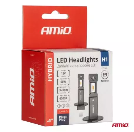 AMIO ΛΑΜΠΕΣ LED H1 12V 60W 6.000K 5.600lm +400% CAN-BUS HYBRID SERIES AMIO - 2 τεμ. 04112/AM 