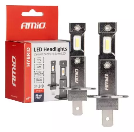 AMIO ΛΑΜΠΕΣ LED H1 12V 60W 6.000K 5.600lm +400% CAN-BUS HYBRID SERIES AMIO - 2 τεμ. 04112/AM 