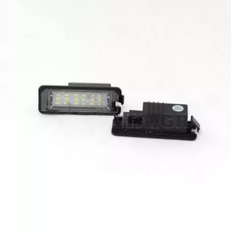 Πλαφονιέρα πίσω πινακίδας για Vw Golf 5,6,7 CANBUS / Polo 6R / Passat 3C CC / με 18 φωτεινά led, 76x27 mm - 2 τμχ. 