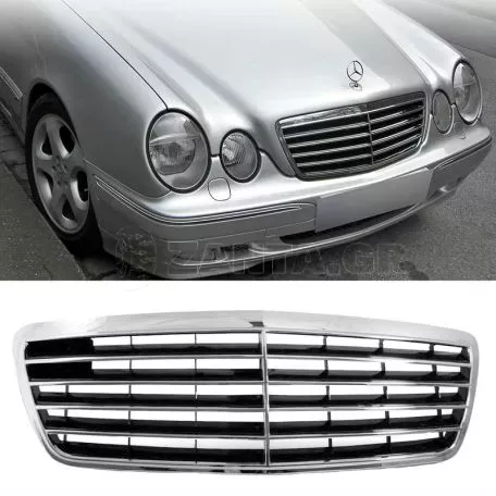 Μάσκα Για Mercedes-Benz E-Class W210 99-02 Avantgarde Χρώμιο/Μαύρο 1 Τεμάχιο 