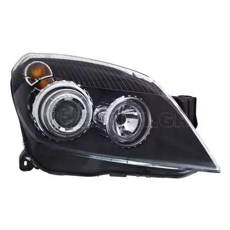 Μπροστινά Φανάρια Set Για Opel Astra H 04-09 Angel Eyes Μαύρα H7/H7 Με Μοτέρ Depo 