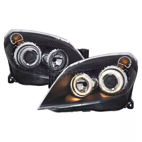 Μπροστινά Φανάρια Set Για Opel Astra H 04-09 Angel Eyes Μαύρα H7/H7 Με Μοτέρ Depo 