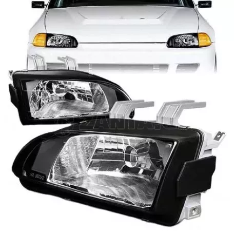 Μπροστινά Φανάρια Set Για Honda Civic 91-95 2D/3D Μαύρα Clear H4 Manual Depo 