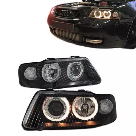 Μπροστινά Φανάρια Set Για Audi A3 8L 00-03 Angel Eyes Μαύρα H7/H7 Depo 