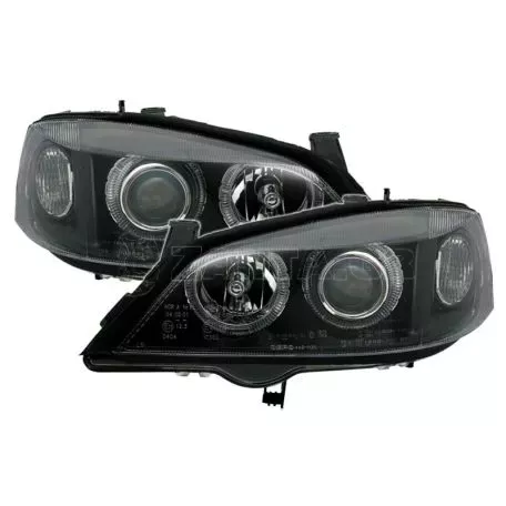 Μπροστινά Φανάρια Set Για Opel Astra G 97-04 Angel Eyes Μαύρα H7/H7 Depo 