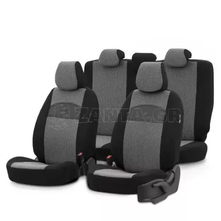 Καλύμματα Αυτοκινήτου Otom Smart Design Universal Ύφασμα / Δερματίνη Σετ Εμπρός / Πίσω 11 Τεμαχίων Μαύρο / Γκρι SLTSMT102-NZ 