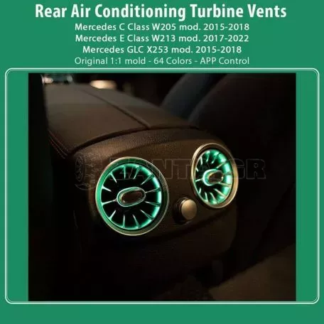 Ambient Light Πίσω Αεραγωγών Κλιματισμού Για Mercedes-Benz C-Class W205 / E-Class W213 / GLC X253 Με 64 Χρώματα 