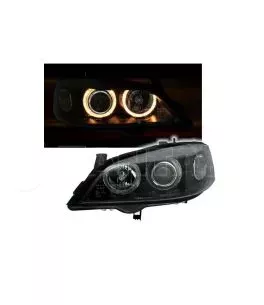 Μπροστινά Φανάρια Set Για Opel Astra G 97-04 Angel Eyes Μαύρα H7/H7 Depo 