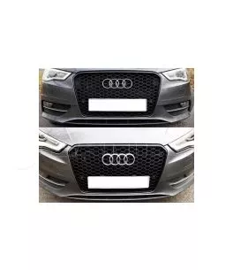 Μάσκα Για Audi A3 8V 12-16 RS3 Look Κυψελωτή Γυαλιστερό Μαύρο 1 Τεμάχιο 