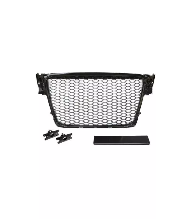 Μάσκα Για Audi A4 B8 08-11 RS4 Look Κυψελωτή Γυαλιστερό Μαύρο 1 Τεμάχιο