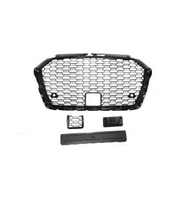 Μάσκα Για Audi A3 8V 16-20 RS3 Look Κυψελωτή Γυαλιστερό Μαύρο 1 Τεμάχιο 