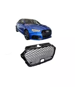 Μάσκα Για Audi A3 8V 16-20 RS3 Look Κυψελωτή Γυαλιστερό Μαύρο 1 Τεμάχιο 
