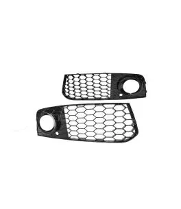Δίχτυ Προφυλακτήρα Εμπρός Πλαινό Για Audi A4 B8 08-11 Γυαλιστερό Μαύρο Αριστερό & Δεξί 2 Τεμάχια 
