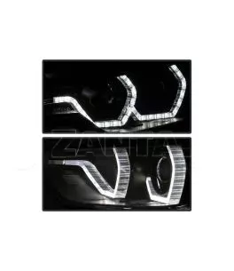 Μπροστινά Φανάρια Set Για Bmw 3 F30 / F31 11-15 3D Angel Eyes Μαύρα H7/H7 Με Μοτέρ Sonar 